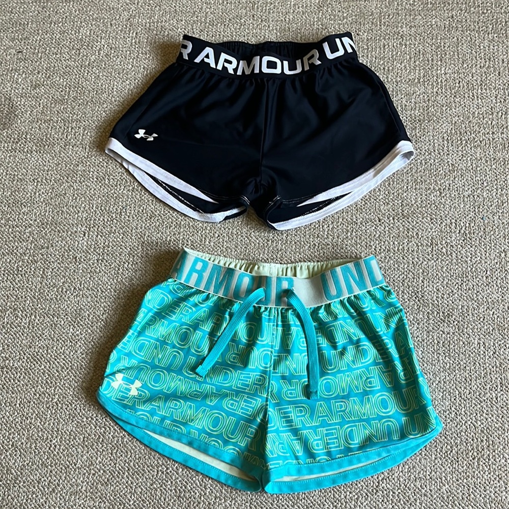 Girls Under Amour and Xersion shorts